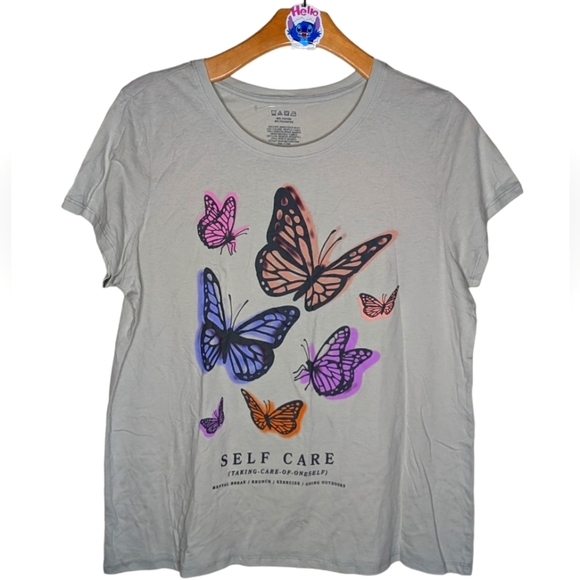 Woman's Self Care Butterfly Crewneck T-shirt - Picture 4 of 8
